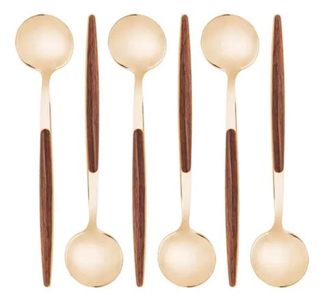 6 Cucharas De Postre Lior Organic Gold De Acero Inoxidable MercadoLibre