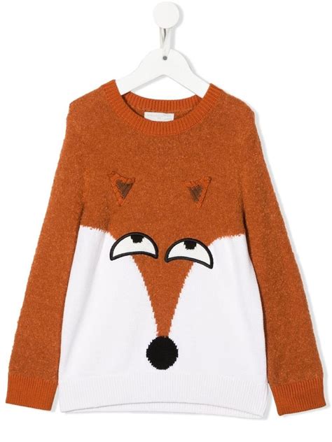 Stella Mccartney Kids Knitted Fox Jumper Neutrals Modes