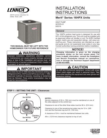 Lennox 16HPX Series Units Installation Instructions Manualzz