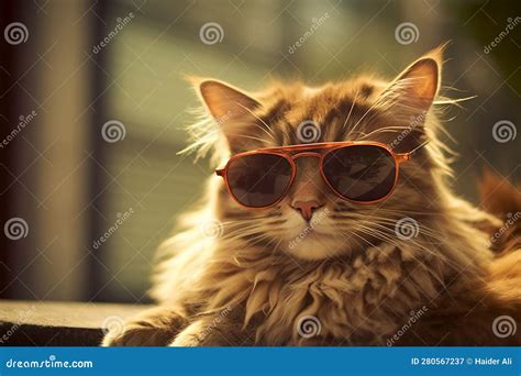 Cool Cat Photoshoot Ready Generative Ai Stock Illustration