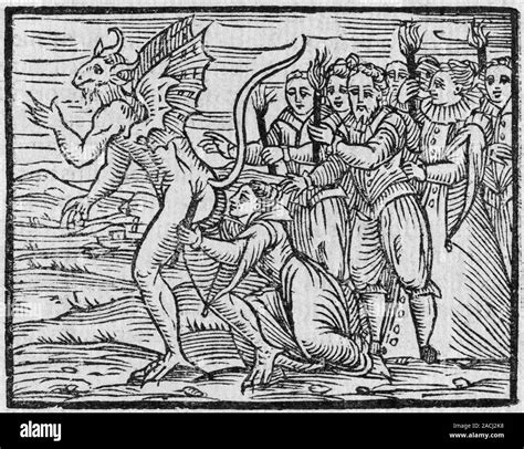 Witches Adoring The Devil 17th Century Woodcut Illustration Depicting