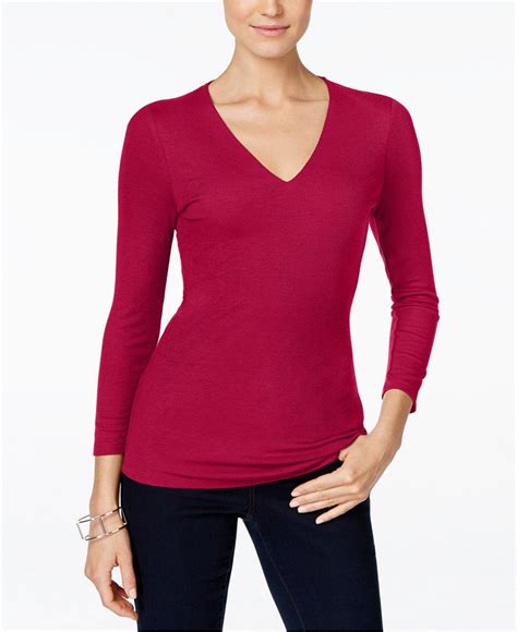 INC International Concepts V Neck Ribbed Top Only At Macy S Tops