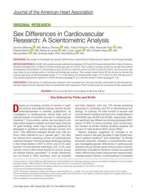 Pdf Sex Differences In Cardiovascular Research A Scientometric Analysis