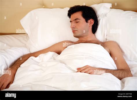 Man Sleeping In Bed Stock Photo Alamy