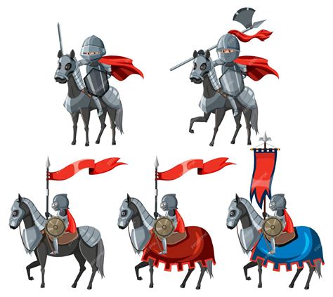 Premium Vector Set Medieval Knight Cartoon Character