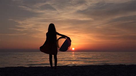 Beach Sunset Girl 1920x1080 Wallpaper