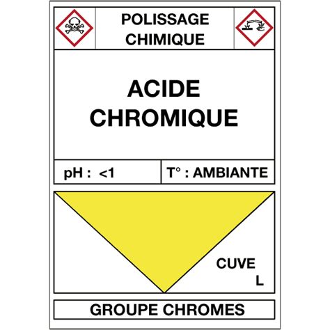 Étiquette Cuve Stockage Effluents Chromiques Marquage Tuyauterie