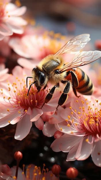 Abeja Fondos De Pantalla Chupando Flores Foto Premium