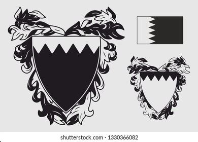 Coat Arms Bahrain Flag Engraving Print Stock Vector (Royalty Free ...