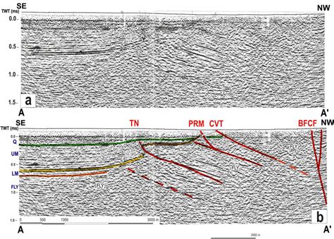 A Reflection Seismic Section Crossing The Study Area B