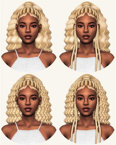 The Sims Sims Cc Sims Curly Hair Sims Hair Cascade Braid Sims