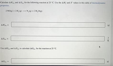 Solved Calculate Hrxn And Srxn For The Following Chegg