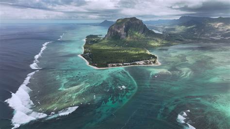 Main View Of Le Morne Brabant With Underwater Waterfall, Mauritius