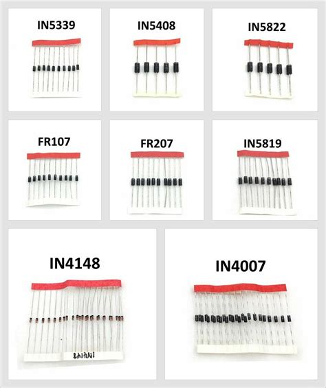 Rectifier Diode Kit 100pcs 8 Values 1n4148 1n4007 1n5819 1n5399 1n5408