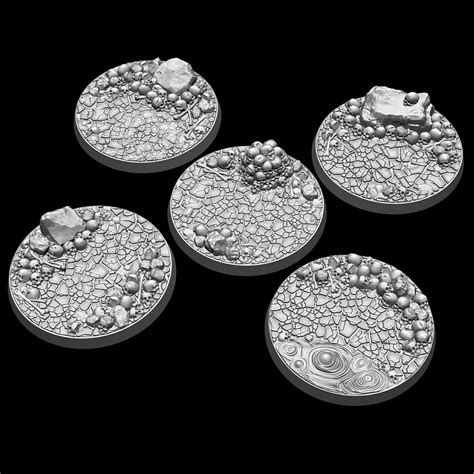 3d File 50mm Skull And Cracked Earth Bases 50mm Round X5 Designs