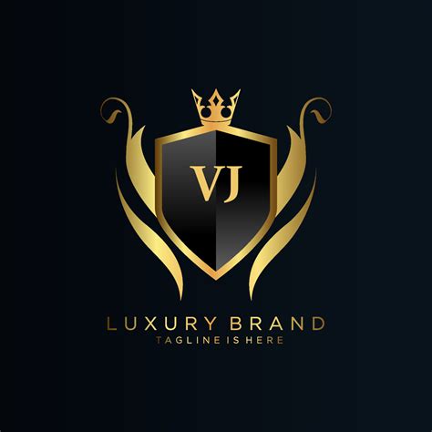 VJ Letter Initial With Royal Template Elegant With Crown Logo Vector