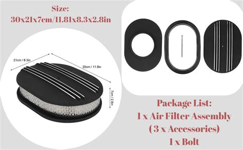 Oval Air Cleaner Filter Assembly 12in Aluminium Alloy Air Cleaner