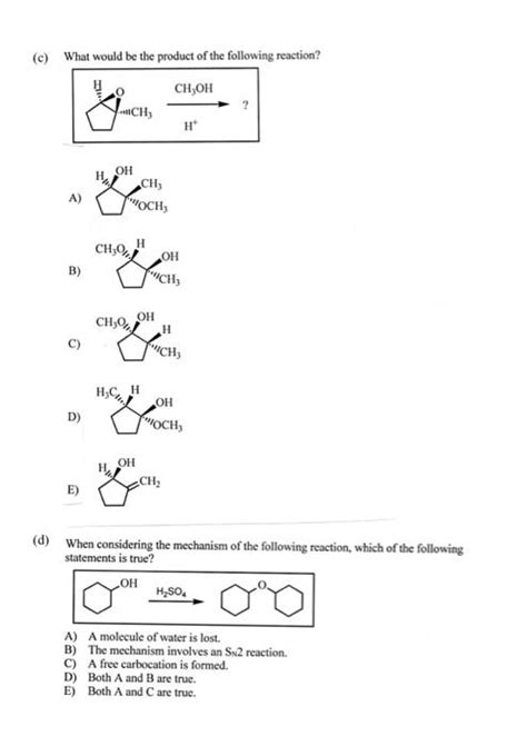 Solved C What Would Be The Product Of The Following Chegg