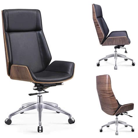 KRUZO Studio Designer Walnut Modern High Back Office Chair Shopee