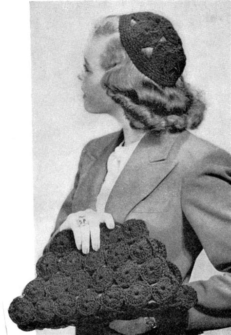 1940 Vintage Crochet Hat Pattern Crochet Purse Pattern Digital