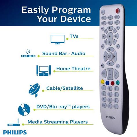 Philips Device Backlit Universal Tv Remote Control In Silver Srp S