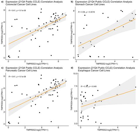 Positive Correlation Between Tmprss2 And Tmprss4 In Gastrointestinal Download Scientific