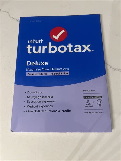 Turbotax Deluxe 2022 Federal Returns E File And State Tax Software