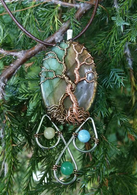 Handcrafted Wire Wrapped Dual Tree Of Life Pendant Labradorite Etsy