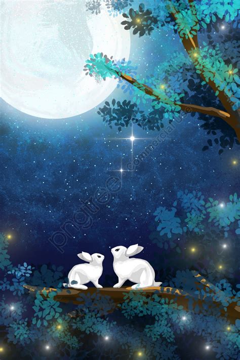 Healing Rabbit Moonlight Mid Festival Festival Hand Painted