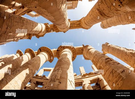 Different Hieroglyphs On The Walls And Columns In The Karnak Temple