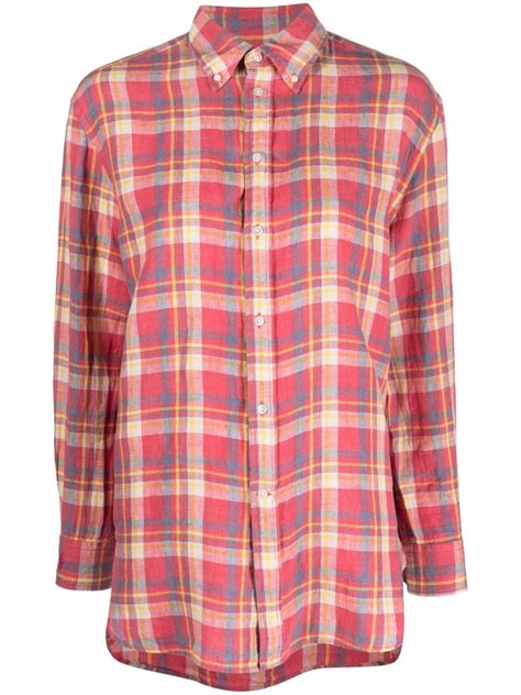 Polo Ralph Lauren Plaid Check Buttoned Shirt Pink Farfetch