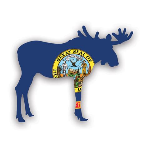 Idaho Moose Shaped Flag Sticker Decal Self Adhesive Vinyl Weatherproof Made In Usa Id