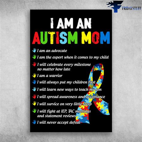 I Am An Autism Mom I Will Never Accept Defeat Canvas Poster Fridaystuff