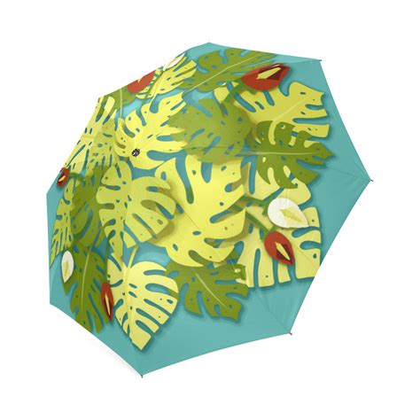 Tropical Floral Monstera Leaves Foldable Umbrella Model U Id