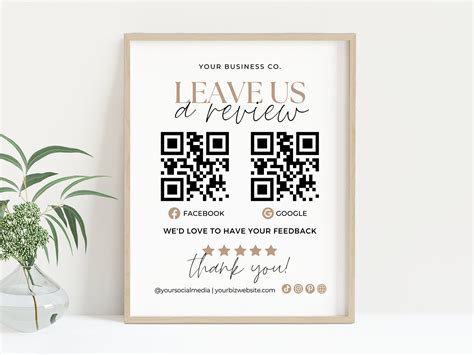Editable Leave Us a Review Template QR Code, Printable Google Review