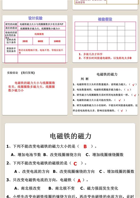 六上科学教育课件电磁铁的磁力一ppt模板卡卡办公