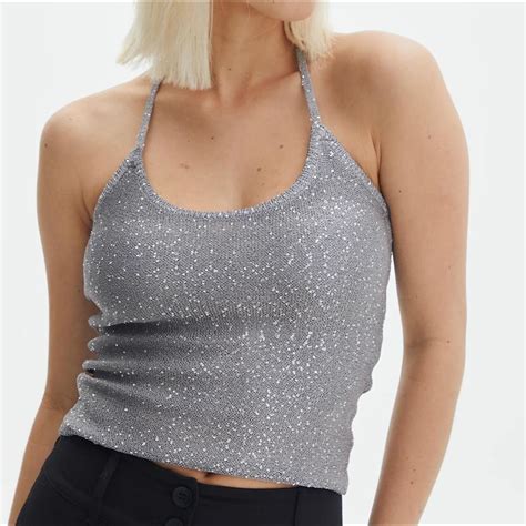 Glassons Knit Sequin Halter Top Brand New With Tags Depop