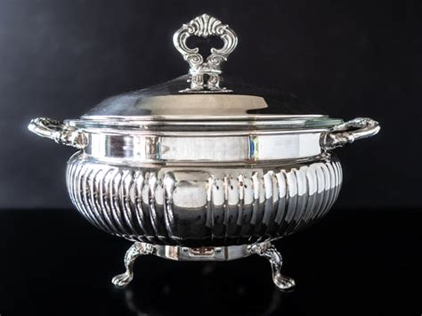 Vintage Electric Silver Plate Covered Dish With Glass Casserole Servin