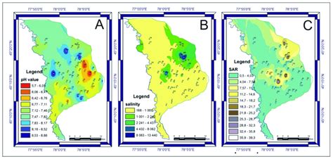 Maps Of The Spatial Distribution Of A Ph B Salinity And C Sar