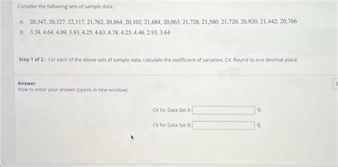 Solved Consider The Following Sets Of Sample Data A Chegg