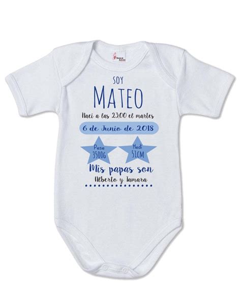 Body bebé niño personalizado datos nacimiento Tiendadeilusiones