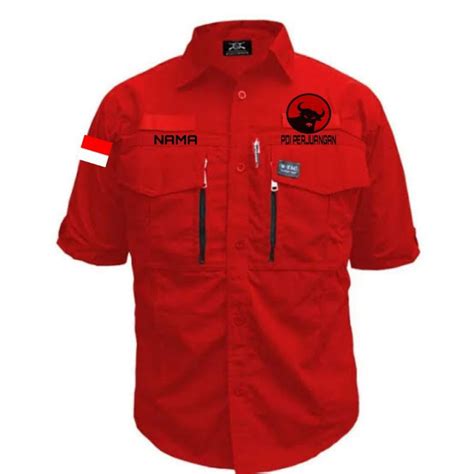 Jual Kemeja Tactical Partai Pdip Lengan Pendek Full Bordir Free Nama