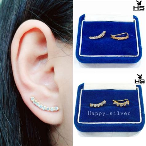 Jual ANTING TUSUK PERAK ASLI 925 SILVER LAPIS EMAS MODEL TUSUK PANJANG