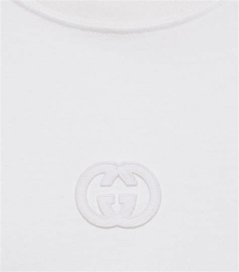 Mens Gucci White Embroidered Interlocking G T Shirt Harrods Uk