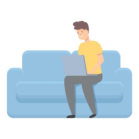 Freelancer En Vector De Dibujos Animados De Icono De Sof Trabajar En