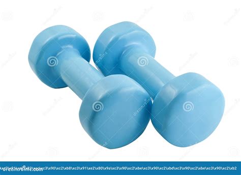 Pair Of Light Blue Dumbbells For Fitness Stock Image Image Of Vinyl