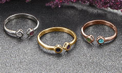 2-Stone Birthstone Rings | Groupon Goods