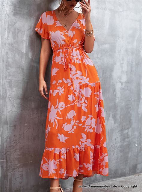 Neuheiten Kurzarm Maxi Sommerkleid Mit Blumenmuster Lang In