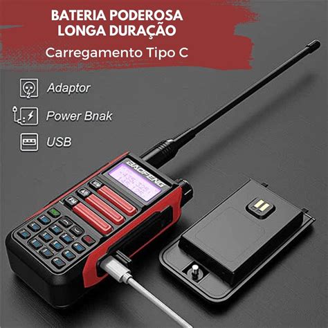 Kit 6 Radios Comunicador Baofeng UV16 Walk Talk Longo Alcance Dual Band