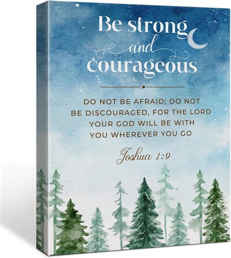 Bible Verse Be Strong And Courageous Canvas Poster Joshua 1